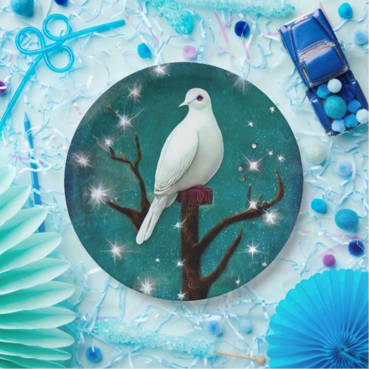 Tree Branch White Peace Dove Pappteller (Party)