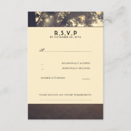 Tree Branches Lights Wedding RSVP Karten