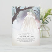 Tree-Brautparty | Hochzeitskleid Einladung (Stehend Vorderseite)