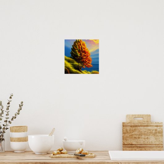 Tree by the Ocean at Sunset Poster (Küche)
