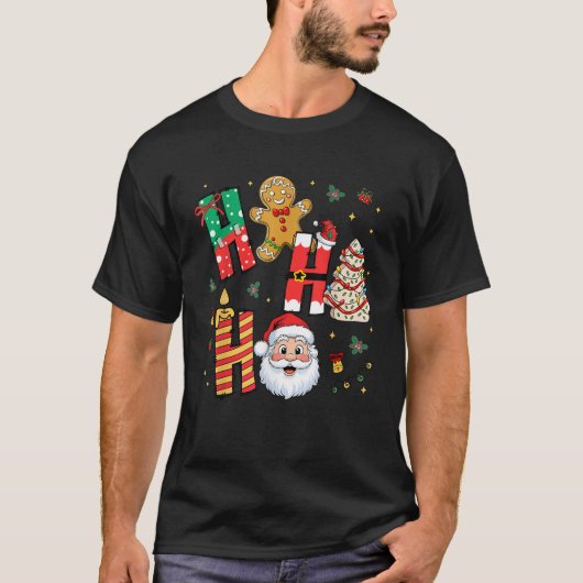 Tree Cake Gingerbrot Weihnachten Ho Ho Funny Santa T-Shirt (Vorderseite)