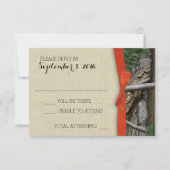 Tree Camouflage und Orange Bow Response RSVP Karte (Vorderseite)
