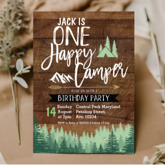 Tree Camper Birthday Einladung Camping Party