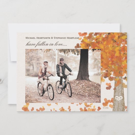 Tree-Carved Fall Save the Date Hochzeitskarte Einladung (Rückseite)