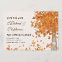 Tree-Carved Fall Save the Date Hochzeitskarte