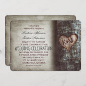 Tree Carved Heart Rustic and Vintage Wedding Einladung (Vorne/Hinten)