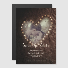 Tree Carved Heart Rustic Save the Date Fotokarte Magneteinladung