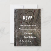 Tree + Carved Heart Rustic Wedding RSVP Card (Vorderseite)