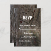 Tree + Carved Heart Rustic Wedding RSVP Card (Vorne/Hinten)