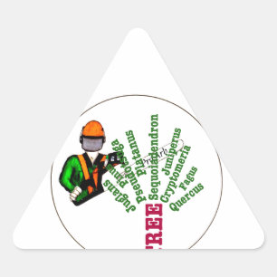 Tree Chirurg Arborist am Werk zur Zeit Chainsaw Dreieckiger Aufkleber