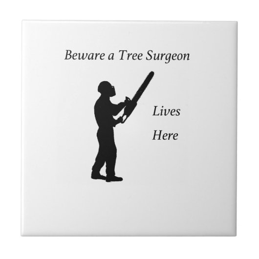 Tree Chirurg Arborist am Werk zur Zeit Chainsaw Fliese (Vorderseite)