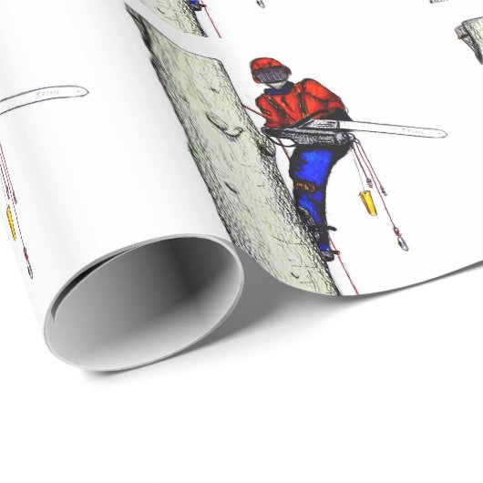 Tree Chirurg Arborist am Werk zur Zeit Chainsaw Geschenkpapier (Rolleneckpunkt)