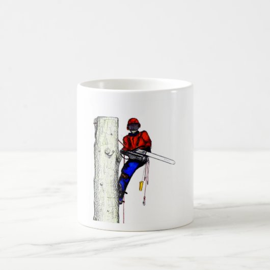 Tree Chirurg Arborist am Werk zur Zeit Chainsaw Kaffeetasse (Mittel)