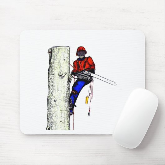 Tree Chirurg Arborist am Werk zur Zeit Chainsaw Mousepad (Mit Mouse)