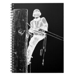 Tree Chirurg Arborist am Werk zur Zeit Chainsaw Notizblock