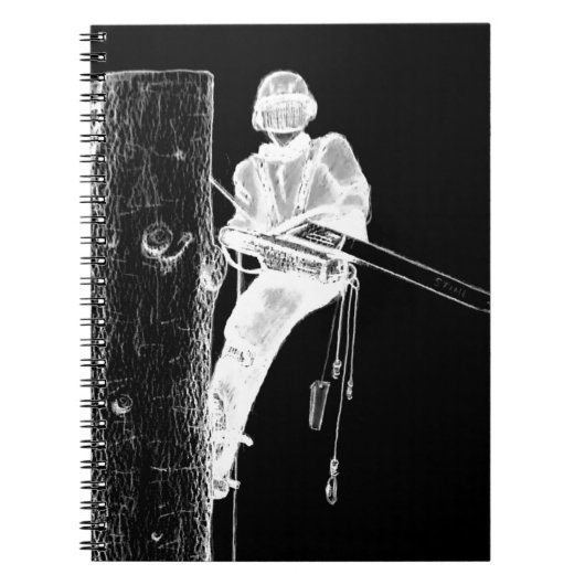 Tree Chirurg Arborist am Werk zur Zeit Chainsaw Notizblock (Vorderseite)