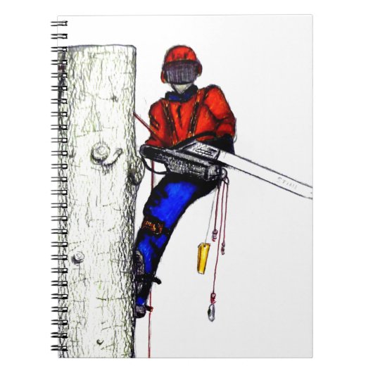 Tree Chirurg Arborist am Werk zur Zeit Chainsaw Notizblock (Vorderseite)