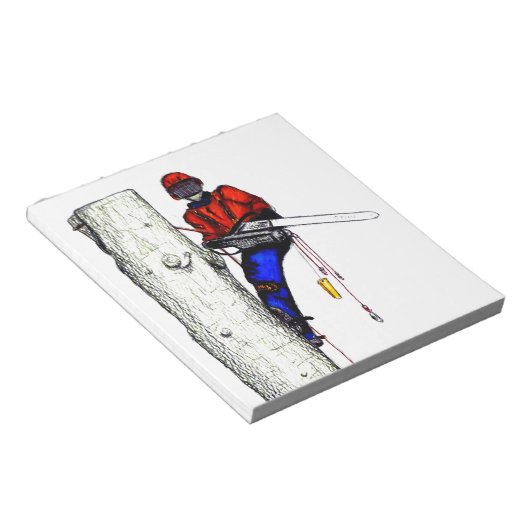 Tree Chirurg Arborist am Werk zur Zeit Chainsaw Notizblock (angewinkelt)