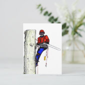 Tree Chirurg Arborist am Werk zur Zeit Chainsaw Postkarte (Stehend Vorderseite)