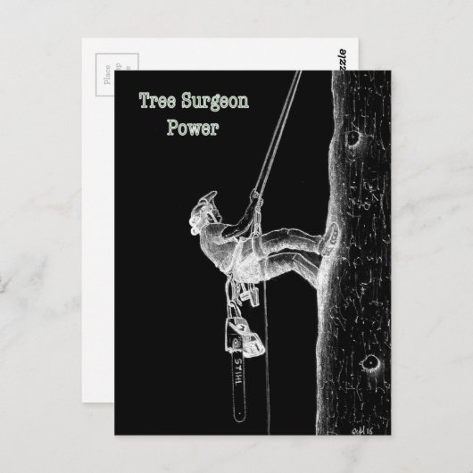 Tree Chirurg Arborist am Werk zur Zeit Chainsaw Postkarte (Vorne/Hinten)