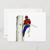 Tree Chirurg Arborist am Werk zur Zeit Chainsaw Postkarte (Vorne/Hinten)
