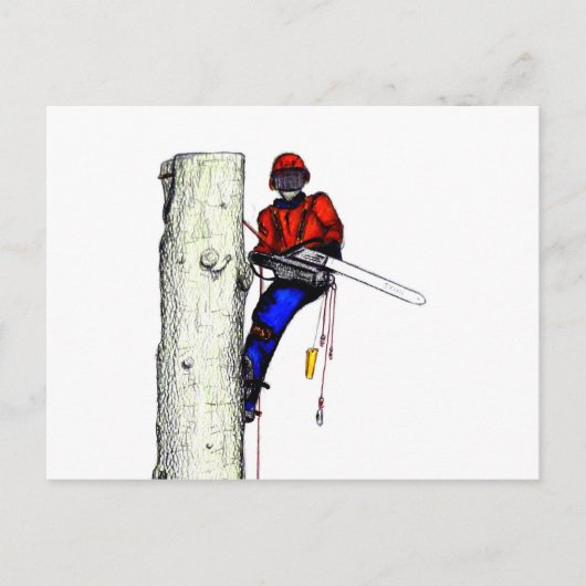 Tree Chirurg Arborist am Werk zur Zeit Chainsaw Postkarte (Vorderseite)