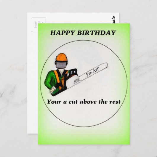 Tree Chirurg Arborist am Werk zur Zeit Chainsaw Postkarte (Vorne/Hinten)