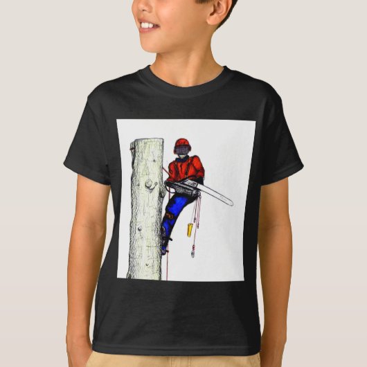 Tree Chirurg Arborist am Werk zur Zeit Chainsaw T-Shirt (Vorderseite)