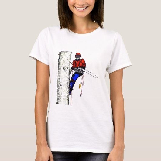Tree Chirurg Arborist am Werk zur Zeit Chainsaw T-Shirt (Vorderseite)