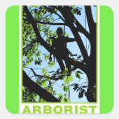 Tree Climber-Silhouette: Arborist Quadratischer Aufkleber (Vorderseite)