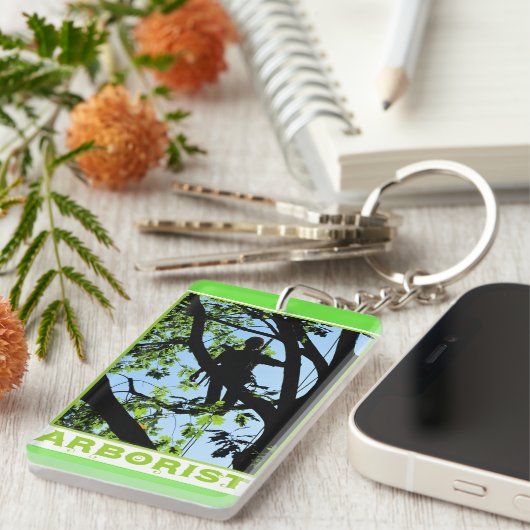 Tree Climber-Silhouette: Arborist Schlüsselanhänger (Vorderseite rechts)