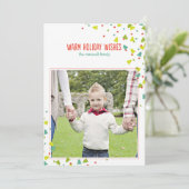 Tree Confetti Modern Flat Holiday Foto Card Feiertagskarte (Stehend Vorderseite)