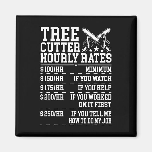Tree Cutter Hourly Rate Funny Lumberjack Arborist  Magnet (Vorne)