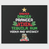 Tree Dasher Dancer Prancer Vixen Tequila Whiskey Geschenkpapier (Flach)