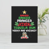 Tree Dasher Dancer Prancien Vixen Tequila Whiskey Dankeskarte (Stehend Vorderseite)