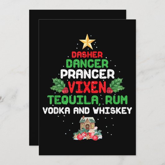 Tree Dasher Dancer Prancien Vixen Tequila Whiskey Dankeskarte (Vorne/Hinten)