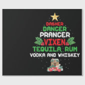 Tree Dasher Dancer Prancien Vixen Tequila Whiskey Geschenkpapier (Flach)