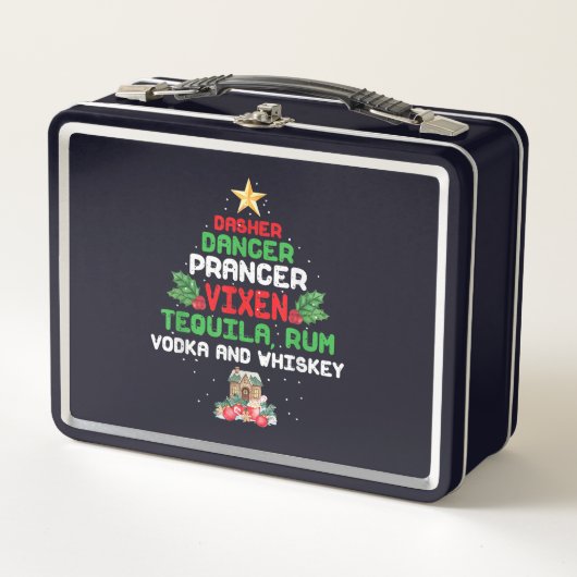 Tree Dasher Dancer Prancien Vixen Tequila Whiskey Metall Brotdose (Vorderseite)