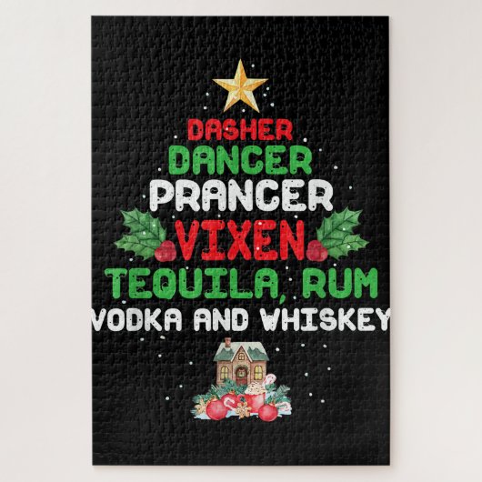 Tree Dasher Dancer Prancien Vixen Tequila Whiskey Puzzle (Vertikal)