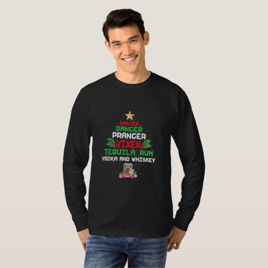 Tree Dasher Dancer Prancien Vixen Tequila Whiskey T-Shirt (Vorne ganz)