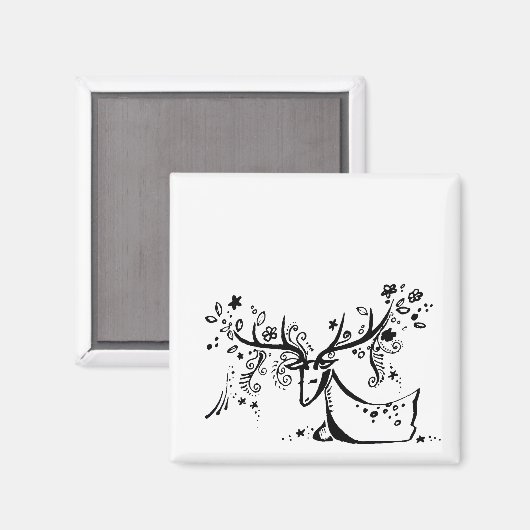 Tree Deer Magnet (Vorderseite/Rückseite)