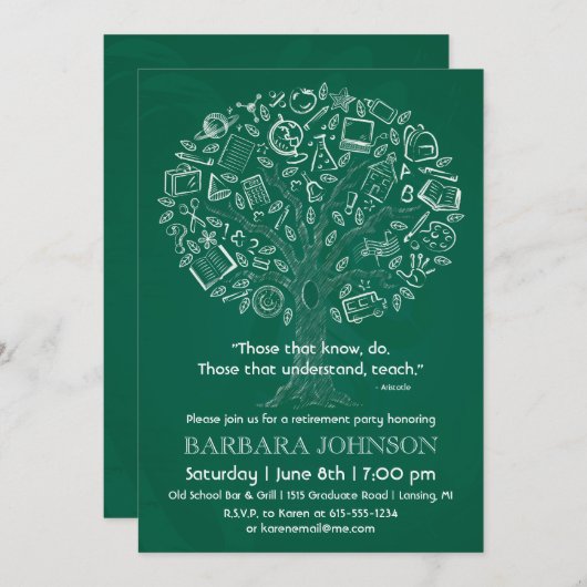 Tree der Einladung des Lehrers zur Altersvorsorge (Vorne/Hinten)