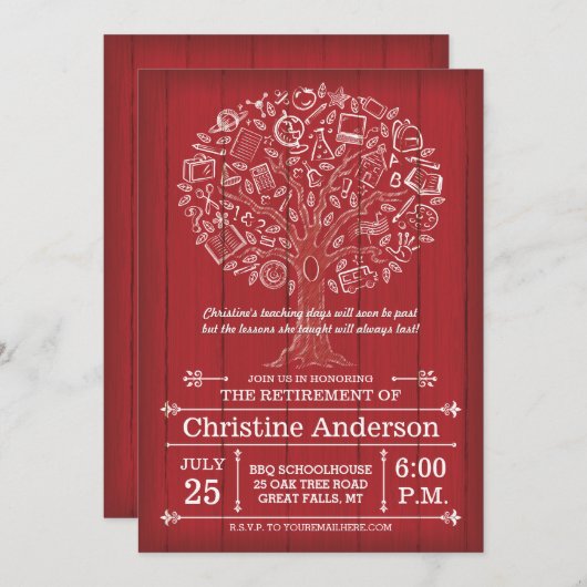 Tree der Einladung des Lehrers zur Altersvorsorge (Vorne/Hinten)