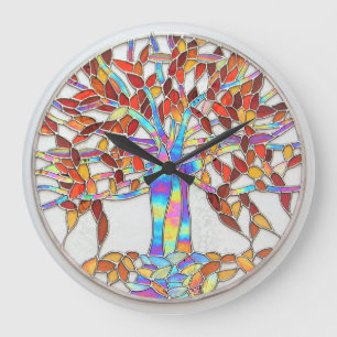 "Tree der Verzauberung" aus festem Glas, Version 2 Große Wanduhr