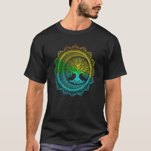 Tree des Lebens Cresent Mond Phasen floral Mandala T-Shirt