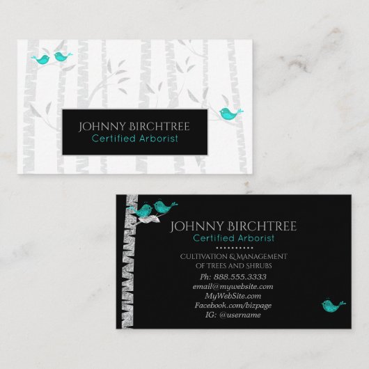 *~* Tree Doctor Birch Trees Arborist Blue Birds Visitenkarte (Vorne/Hinten)