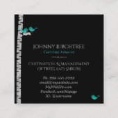 *~* Tree Doctor Blue Birds Birch Trees Arborist Quadratische Visitenkarte (Rückseite)