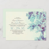 Tree Dusty Blue Wedding Einladung (Vorne/Hinten)