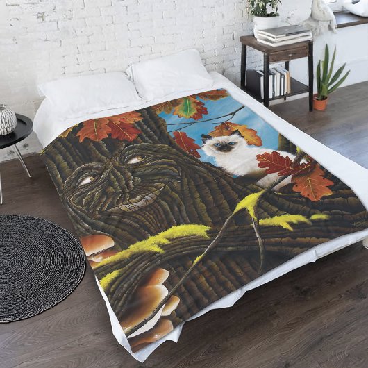 Tree Ent Cat Autumn Fantasy Fleecedecke