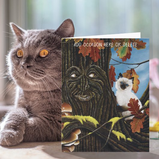 Tree Ent Cat Autumn Fantasy Karte